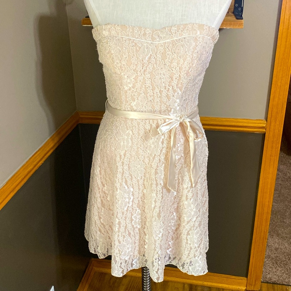 Speechless blush with silver sequin strapless mini dress size 9